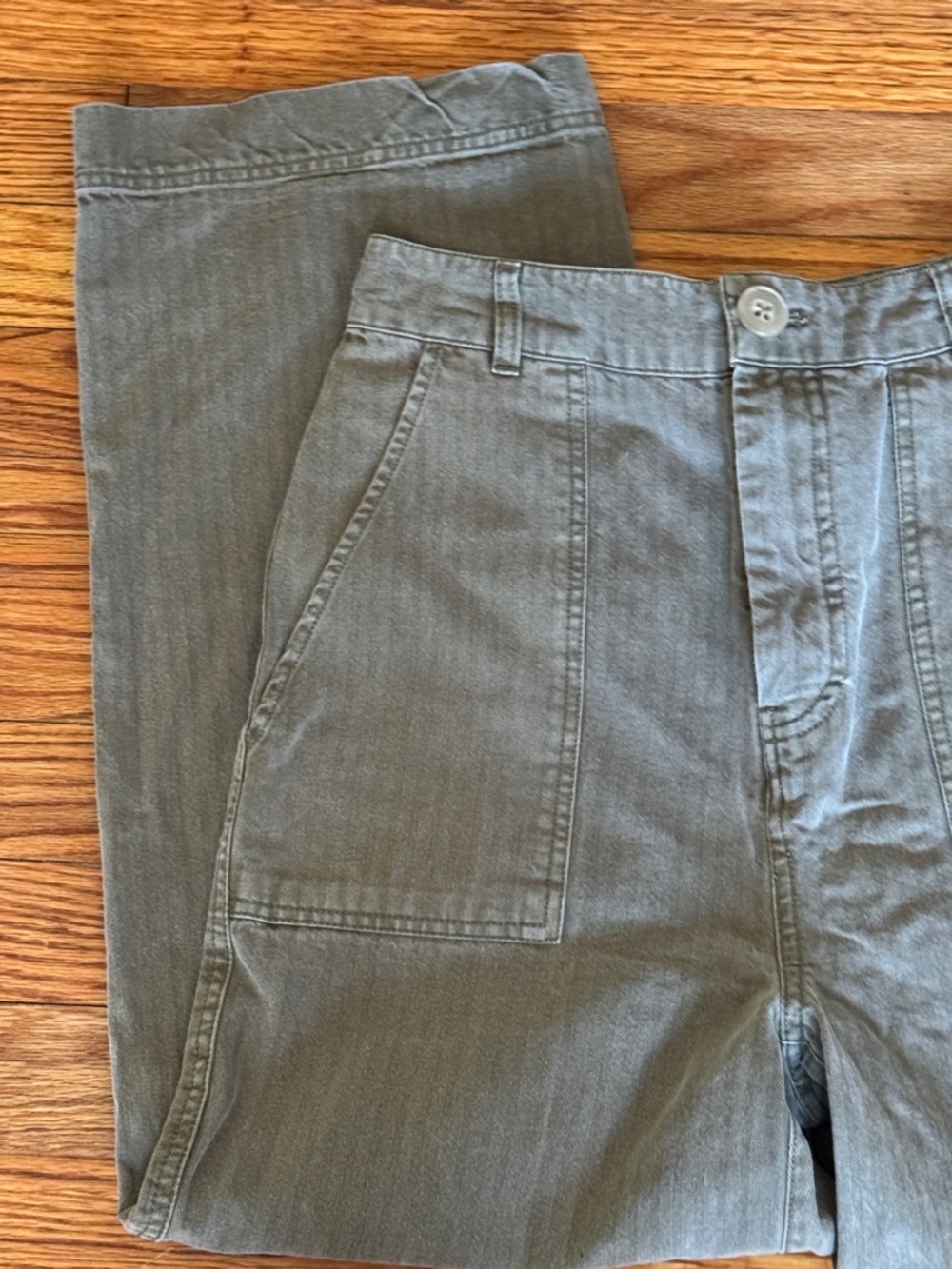 Free People High Waist Wide Leg Utility Pants in Olive